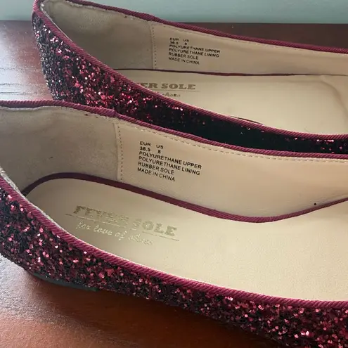 Fever Sole Glitter Ballet Flats – Burgundy Red size US 8 M NEW