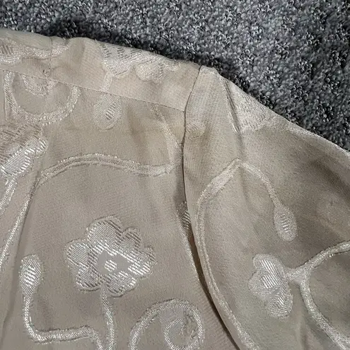 Selene Sport Womens Large Beige Shift Dress Pullover Polyester Floral Embroidery Tan