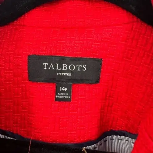 Talbots  Women's Petite Notch Lapel Double Breasted‎ Red Blazer Jacket Size 14P