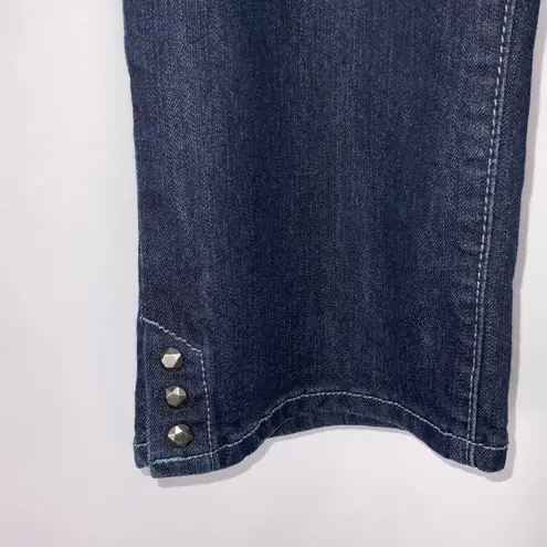 Nine West  Medium Washed Denim Capris Embellished Back Pockets High Rise Size 16