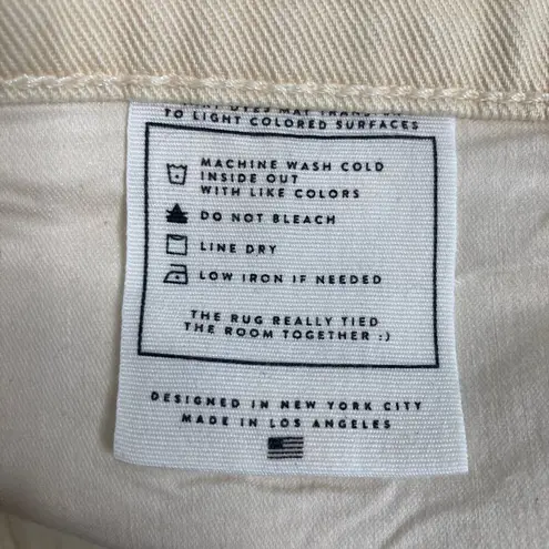 AYR Jeans Women 33 Cream The Beat Drop Barrel Leg Straw Hat Coastal Quiet Luxury