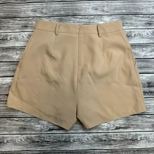 Missguided Women's Tailored Basic Shorts 6 Beige Tan Light Brown High Rise Pleat