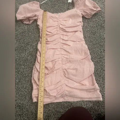 Willow Pink Ruched Puff Sleeve Mini Dress Womenโs Size Medium NWT