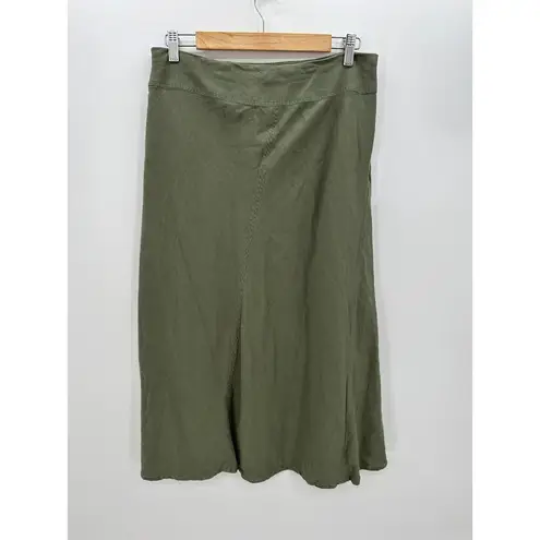 East 5th Olive Green Linen Blend Midi Skirt Set Button Down Shirt XL Coastal