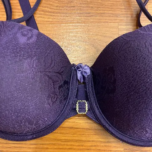 Y2K 2000s vintage purple padded floral bra size 34C