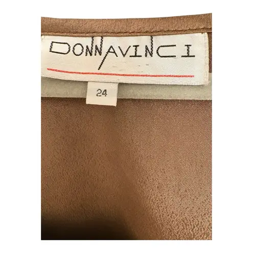 Vintage Bronze Satin Tank Top Plus Size 24W Minimalist Evening Cocktail Style Brown