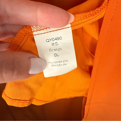 Womens High Waisted Chiffon Flowy Vintage Skirts Side Split Maxi Bottom Orange Size L