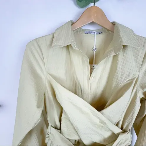 NWT Mon Renn East Wrap Mini Shirt Dress in Aloe Size Small