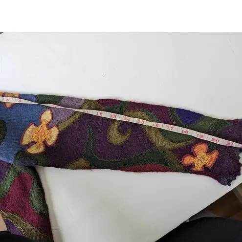 Peruvian Connection Purple Crewneck Floral Alpaca Sweater Fun Funky Art-Wear