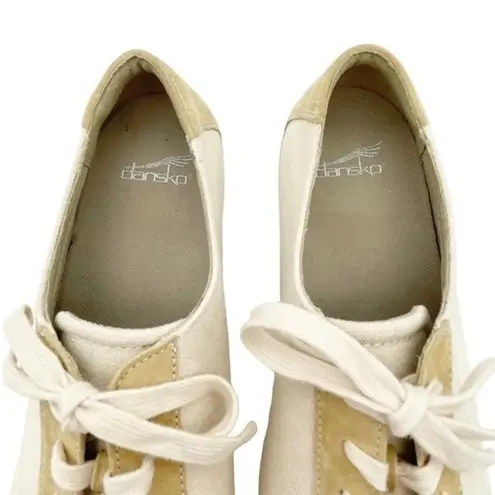 Dansko Olisa Canvas Floral Sneaker Beige Tan Comfy Walking Shoe Women’s Size 40