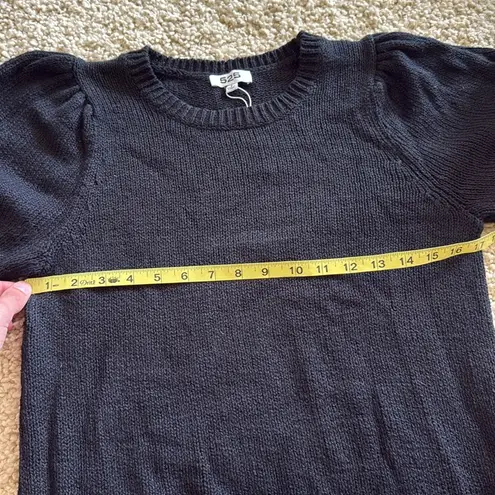 NWT 525 America chunky knit puff sleeve sweater top Black