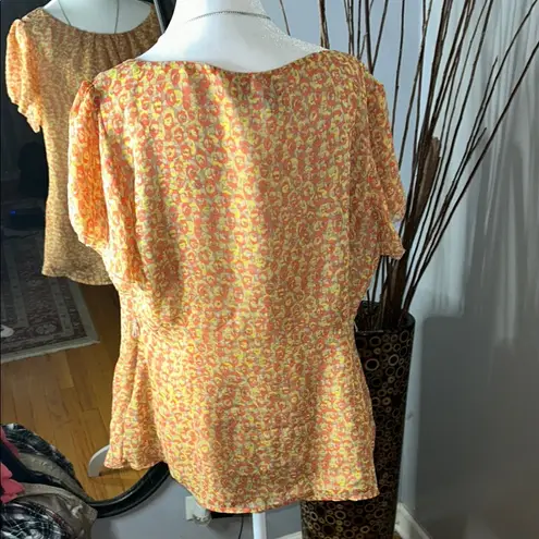 Attention Orange Flutter Sleeve Relaxed Blouse