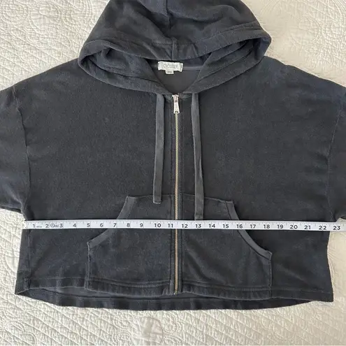 Crossley Women's Cropped Terry Cloth Zip Up Hoodie Sweatshirt XS Made in Italy Gray