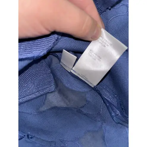 Doncaster Collection Blue Floral Ruched Sleeve Top Women's Size 10p