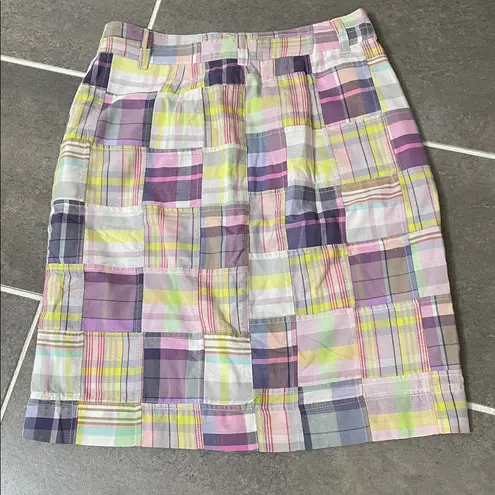 Brooks Brothers Cotton A-Line Button Front Madras Skirt size 4