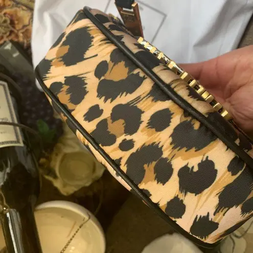 Moschino Authentic Learher/canvas zip top cheetah print Crossbody