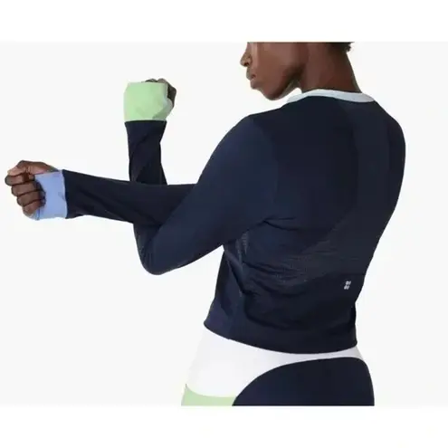 Sweaty Betty Power Half Zip Workout Top in Navy Blue Size L Retail $98