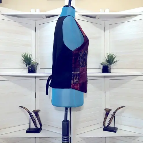 Vintage 90s Y2K Quilted Patchwork Silk Vest Size M Red