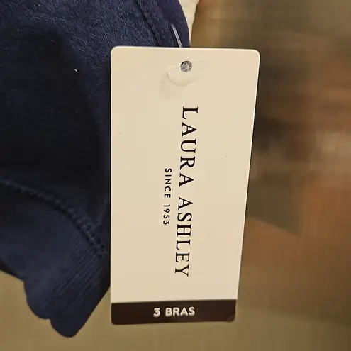 Laura Ashley π Padded Lace Back Bralettes (3 Pk) Navy Blue Pink White Small NWT