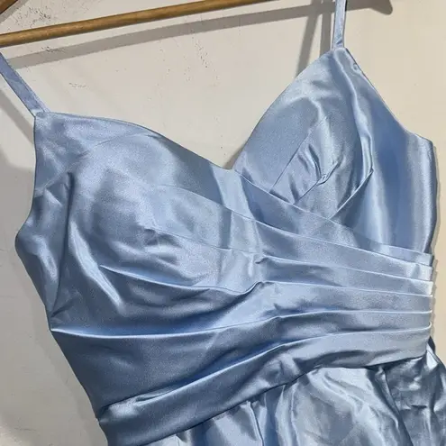 Loyeloy blue dress satin silky fabric sz 4 corset tie back style ice blue