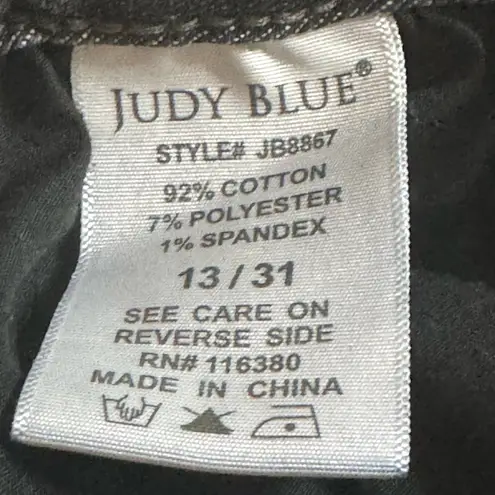 Judy Blue Distressed Boyfriend Fit Jeans Size 31 Black Bleach Splatter