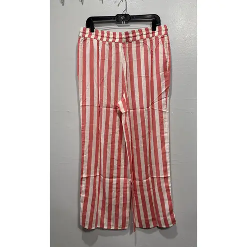 Candace Cameron Bure Women's Pants PM Petite Pink White Stripes Printed Wide