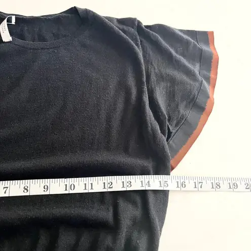 Dorothee Schumacher Black Contrast Flutter Short Sleeve Crewneck Sweater Size 1