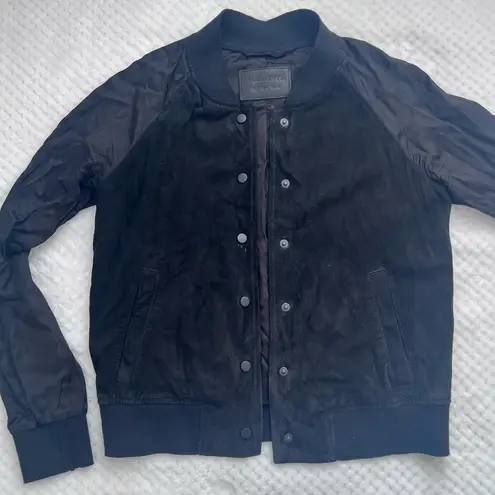 All Saints suede Black Bomber Jacket