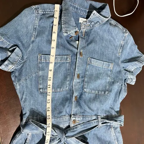 NWT J.Crew Women's Denim Utility Dress Size 4 Button Down Short Sleeve Tie Waist Blue