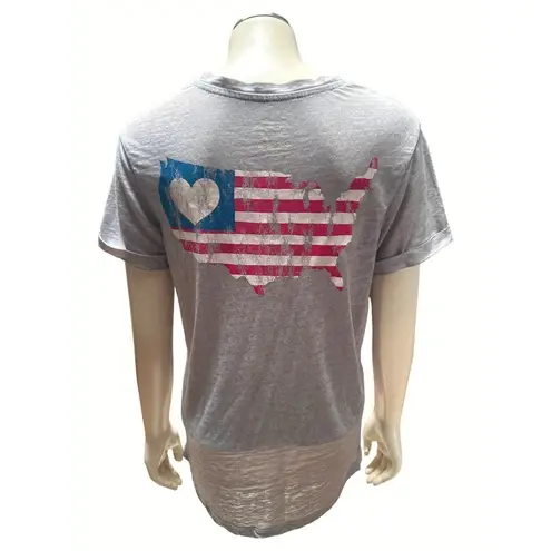 Cold Rush USA Heart Flag Graphic Sheer Lightweight T