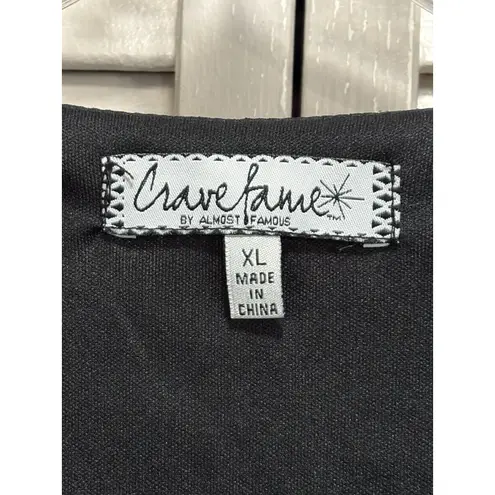 Crave fame Black/Pink Floral Chiffon 3/4 Ruffle Sleeve Blouse Size XL Elastic - Image 2