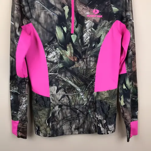 Mossy Oak Women’s Outdoor Print Hot Pink Detail Quarter Zip-Up Sweatshirt