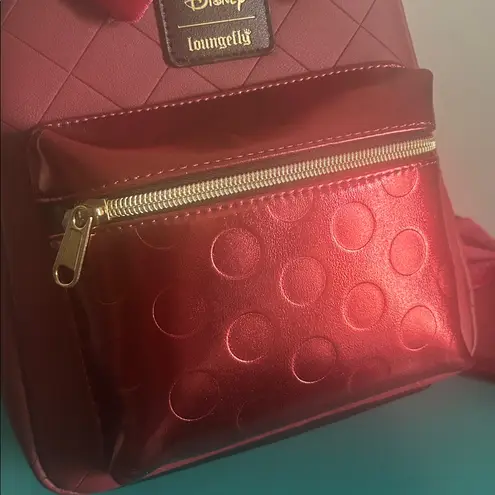 Lounge Fly New Disney Mini Mouse Burgundy Quilted Velvet Bow Mini Bag Wallet Set