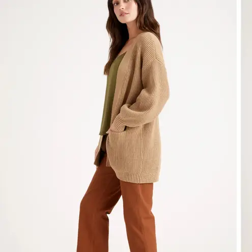 Quince  100% Organic Cotton Oversized Cardigan in Camel