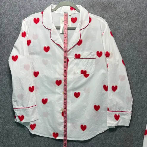 PrintFresh Queen of Hearts Sleep Set Pajamas Long Sleeve White Red Hearts Size S