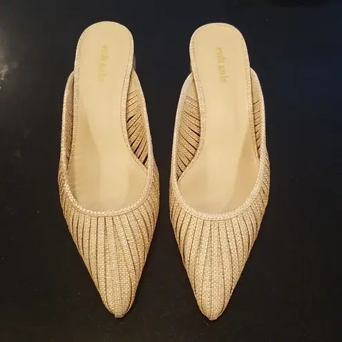 Cult Gaia ππ Alia Mule Sculptural Ball Heel Pointed Toe Natural Raffia EU 39.5