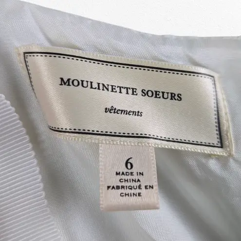 Moulinette Soeurs Blue White Striped Lace Inset Fit & Flare Midi Dress Size 6