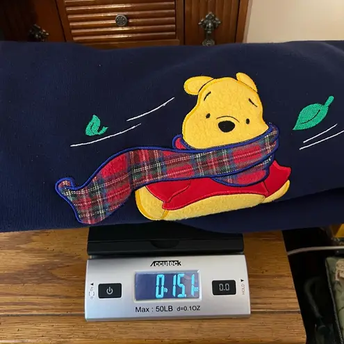 Vintage 90s Pooh Bear Nightgown One Size Happy Windsday Flannel Sleeves Blue