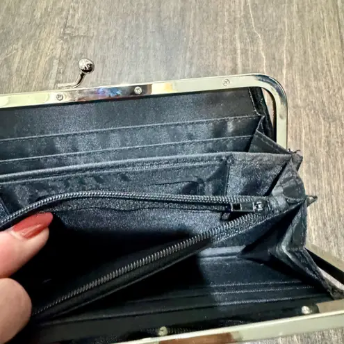 Black Faux Croc Wallet Clasp Frame | Accordion Card Slots | NWOT