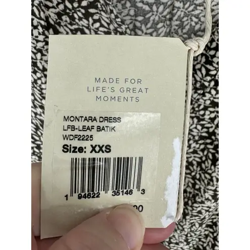 Faherty Dress Brown Montara Leaf Batik Long Sleeve Mini Smocked Swing Flowy XXS