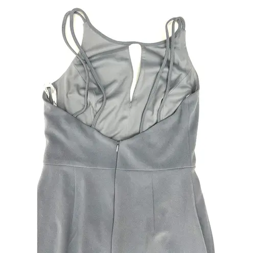 After Six Women's Formal Gown Gray Key whole Front Spaghetti Straps Size S NWOT