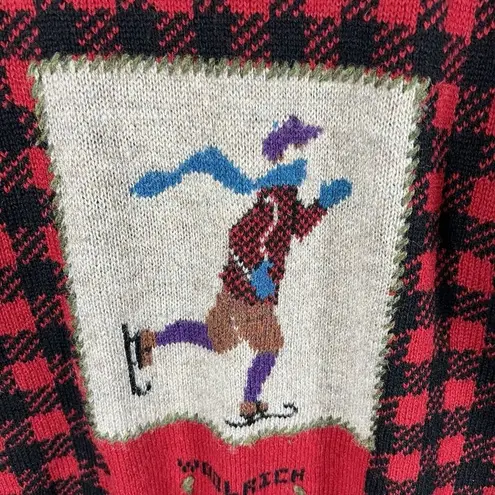 Woolrich VTG Women’s Wool Red Plaid Winter Recreation Ice-skater Sweater Size L