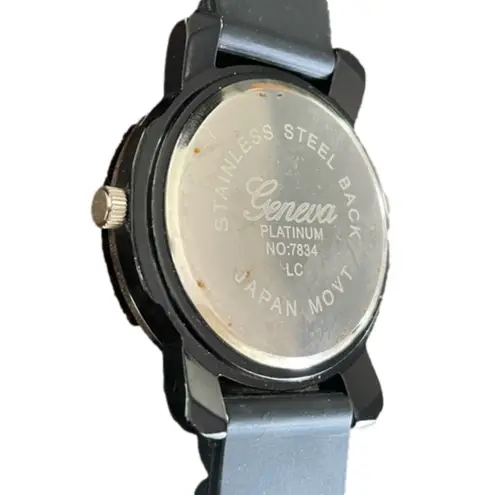 ⭐️ Geneva Platinum Heart With Wings Black Rubber Unisex Watch Stainless Steel