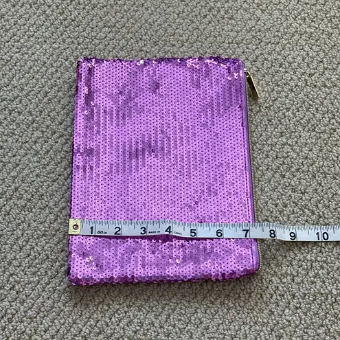 Tarte Sequin Flamingo Pink Purple Sequin Cosmetics Case Makeup Bag Like New