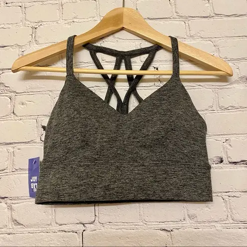 JoyLab  Women’s Strappy Longline Brushed Jersey Bra Charcoal Heather NWT