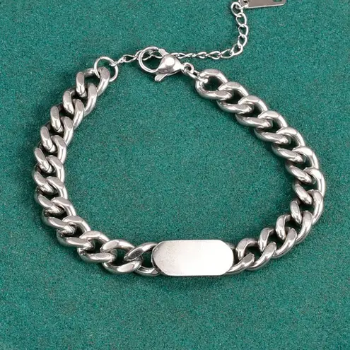Link Chain Bracelet for Men Women Streetwear Unisex Hip Hop Style Silver