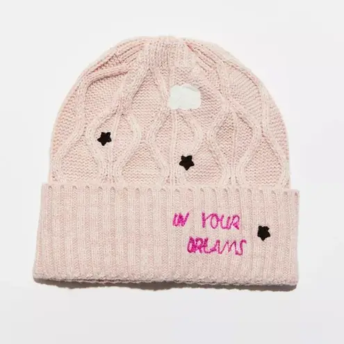 Urban Outfitters  Bella Embroidered Beanie NWT - Pink