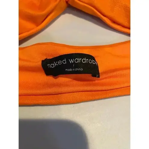 Naked Wardrobe Deep Orange Vegan Leather Bra