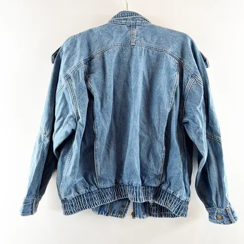 Abercrombie & Fitch Abercrombie Relaxed Denim Bomber Jacket Medium Wash Blue Small thumbnail 6