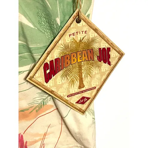 Caribbean Joe Tropical Top Shirt Womens Petite Medium PM Floral Vacation Y2K NWT